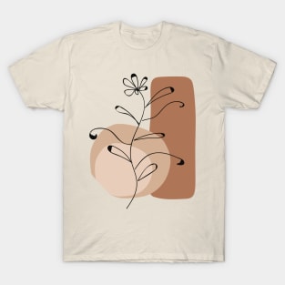 Modern  Abstract Shapes  leaf  Warm Tones  Design T-Shirt